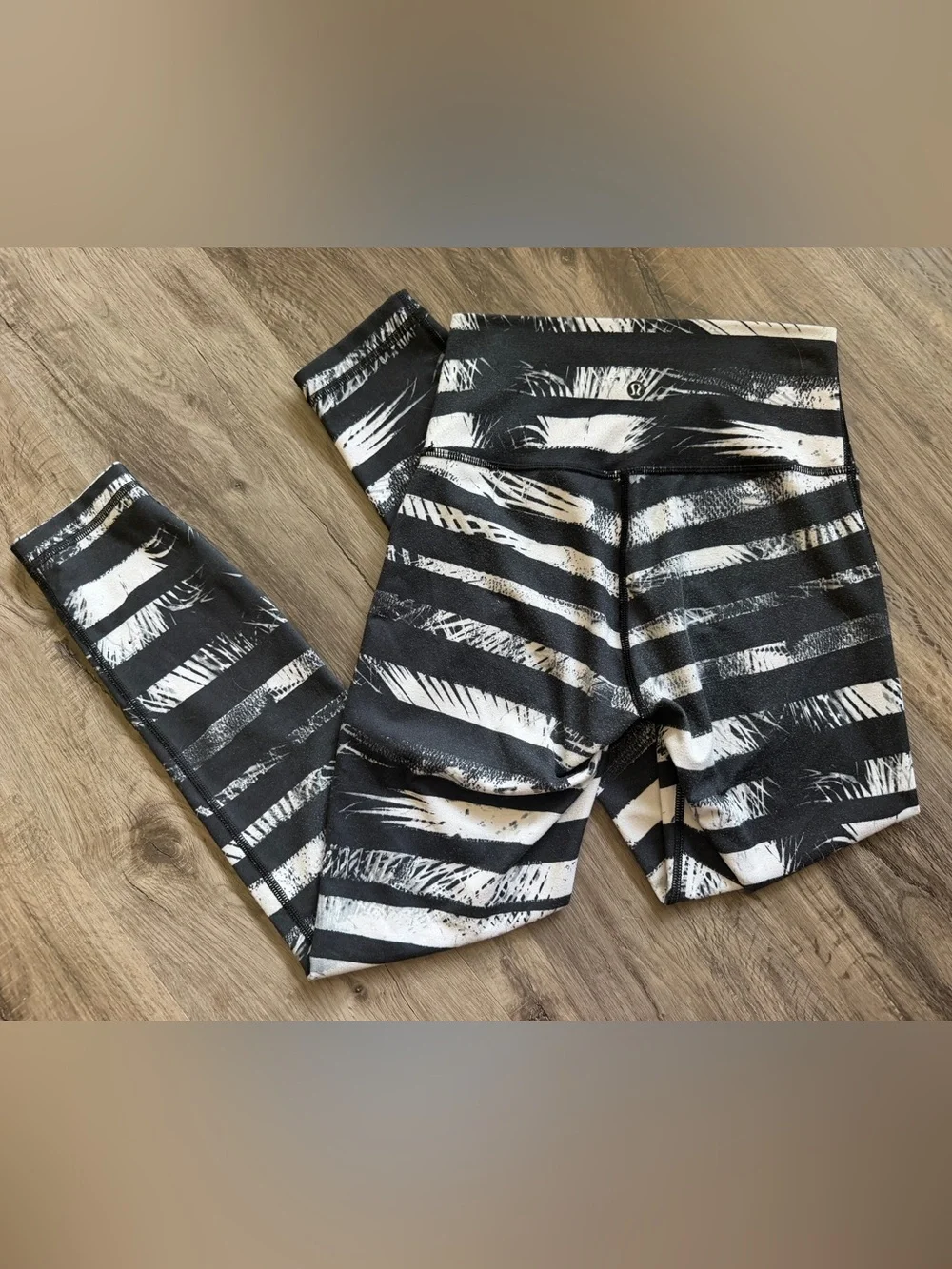 Lululemon Black & White Striped Leggings
